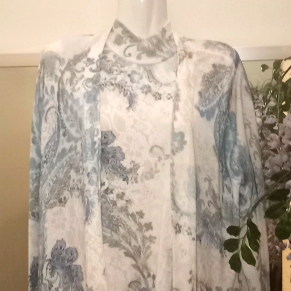 Chico's Floral Twin Set Mock Neck  Sweater & Tunic Cardigan